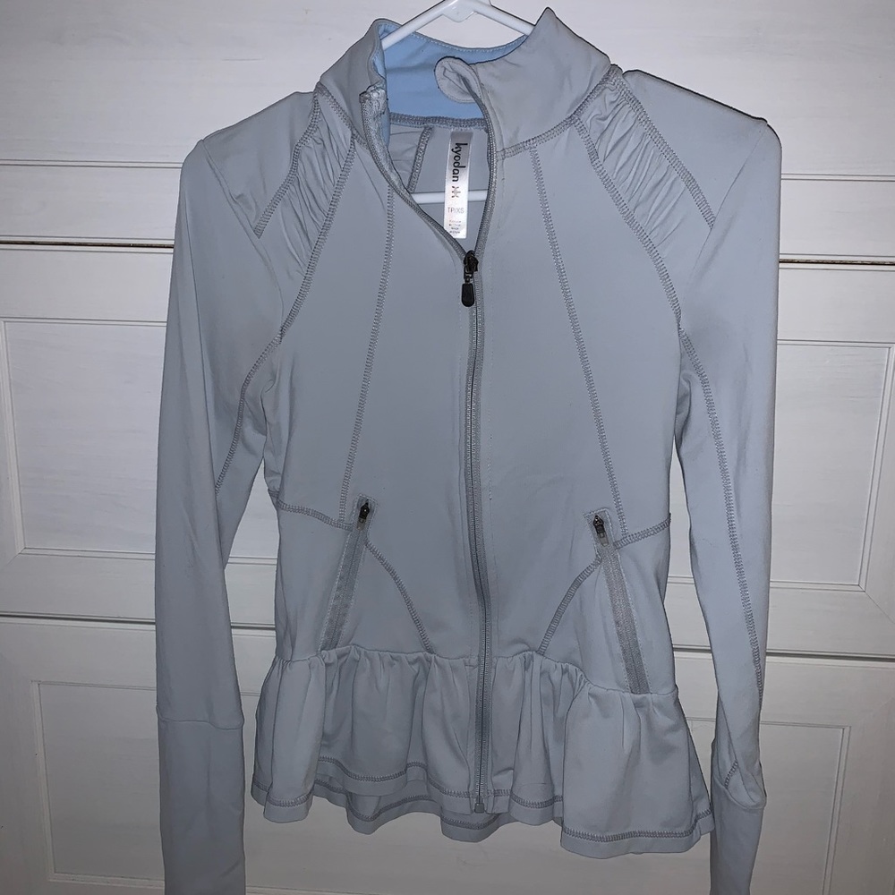 Powder blue peplum workout top